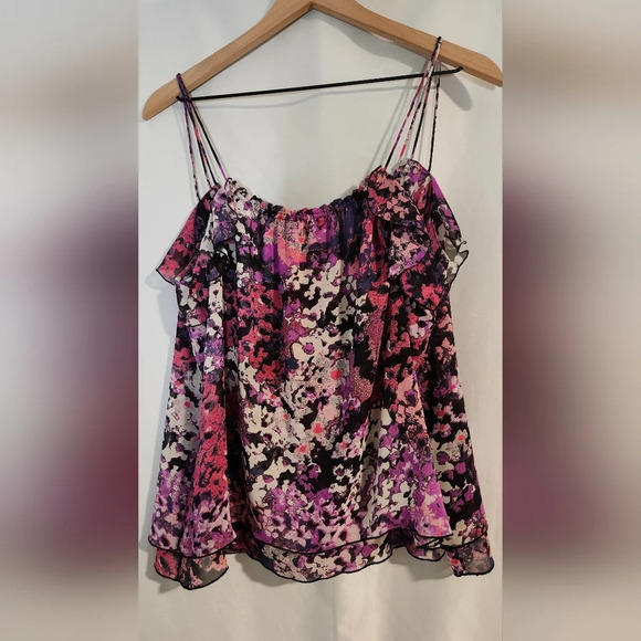 Express Women's Camisole Top Size Medium Floral Strappy Chiffon Y2K Whimsygoth - Picture 6 of 6